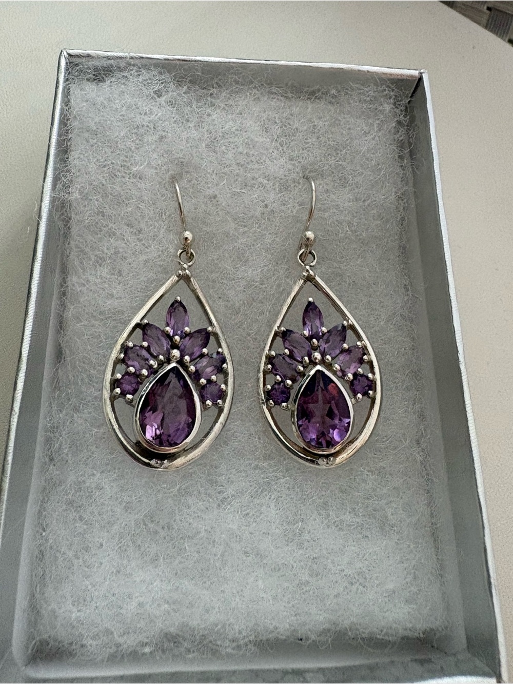 Amethyst Sterling Silver Drop Earrings